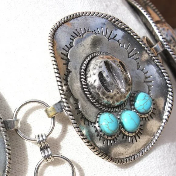 Southwest Sombrero Hat Medallion Belt - Size L/XL - Picture 8 of 13